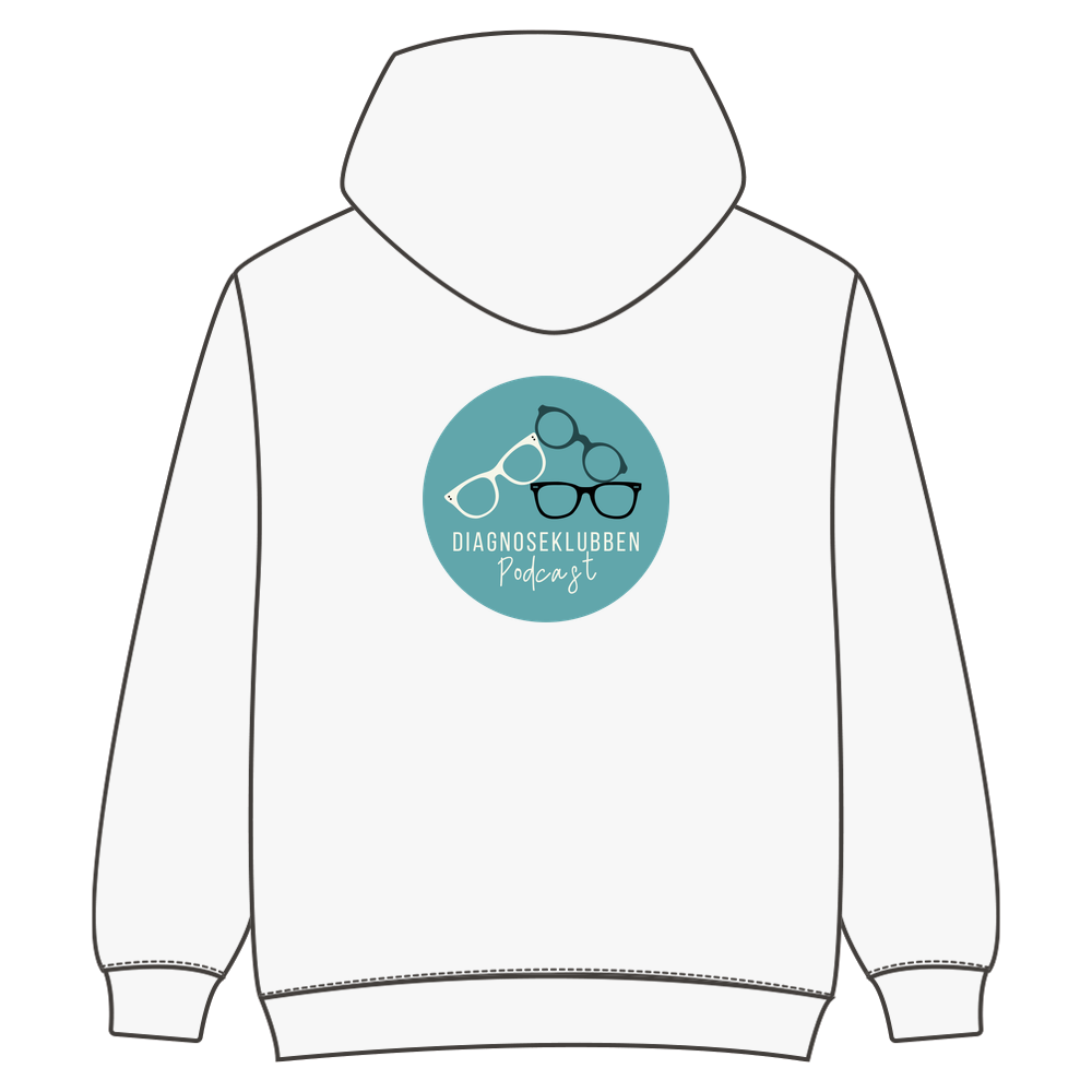 Sweater med podcast logo på ryg