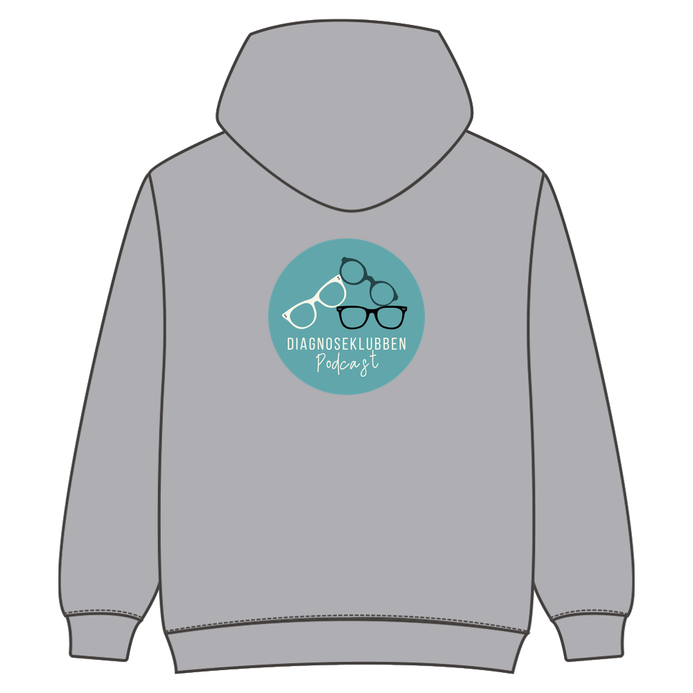 Sweater med podcast logo på ryg