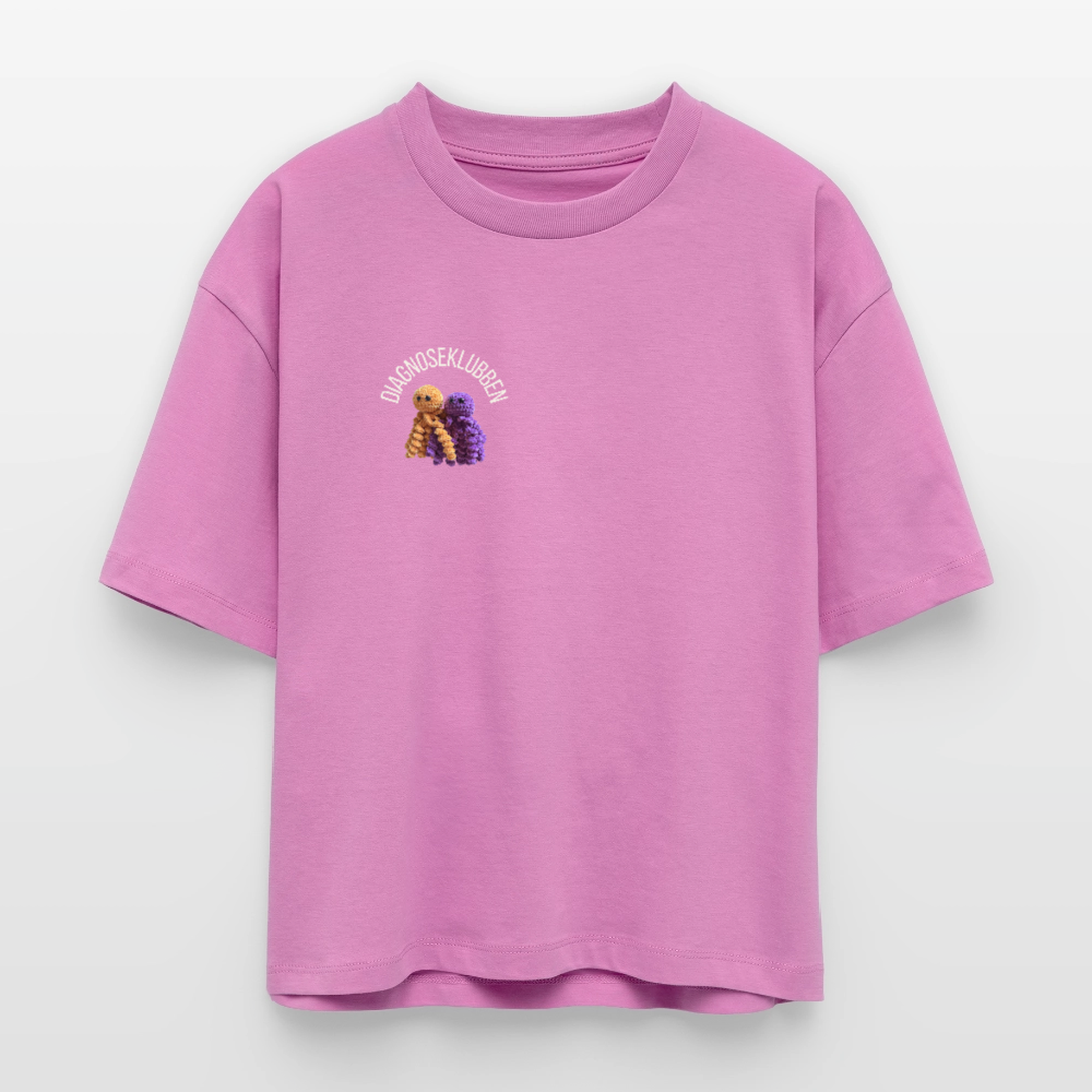 Oversized Dame T-shirt med terapikatten Frede på ryggen - pink