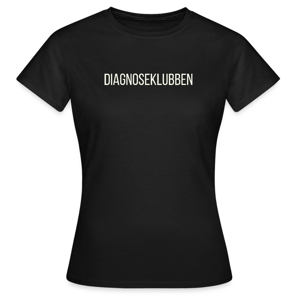Dame T-shirt med hvid print - fås i flere farver - sort