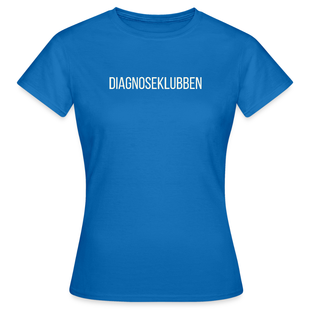Dame T-shirt med hvid print - fås i flere farver - royalblå