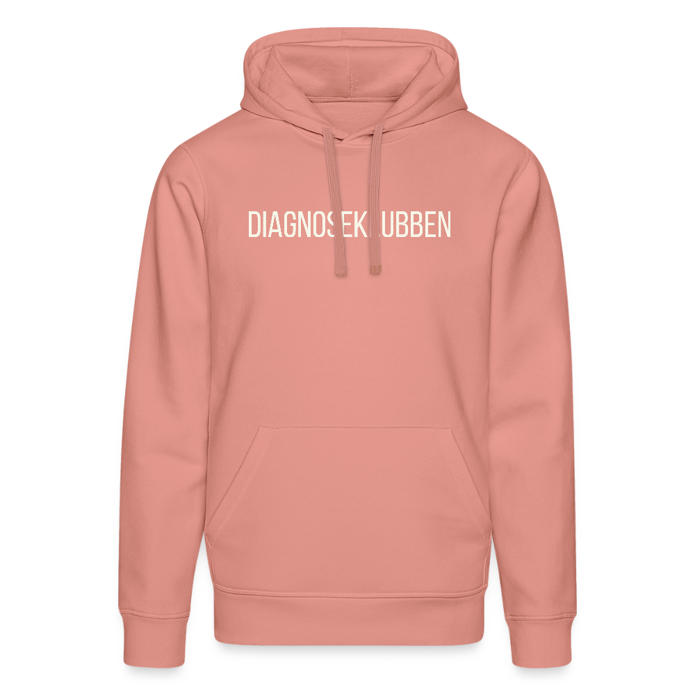 Unisex-Hoodie i flere farver - med hvid tryk & logo på ryggen - gammelrosa