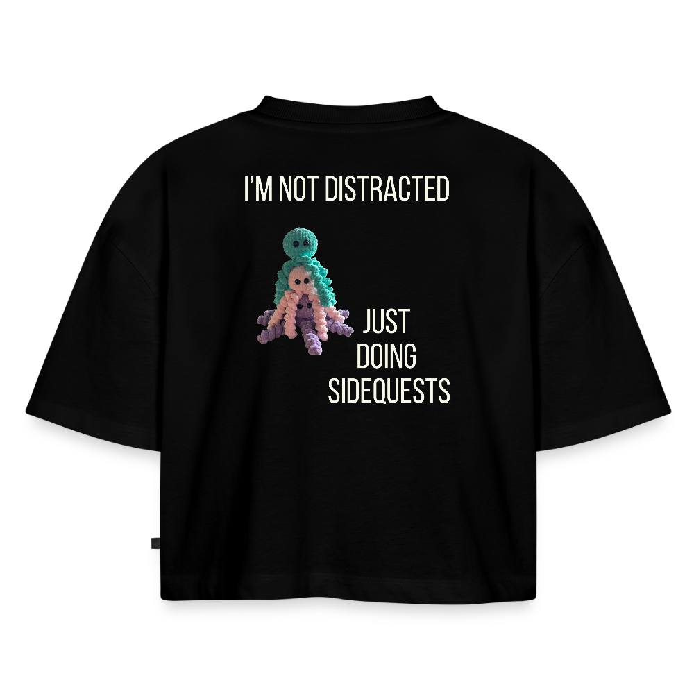 "I'm not distracted" Oversized Cropped T-shirt - sort