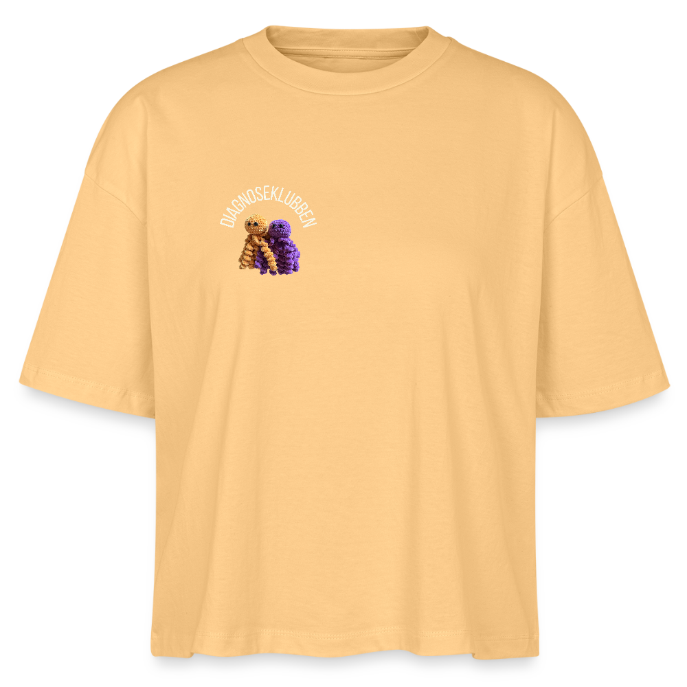 Oversized Dame T-shirt med terapikatten Frede på ryggen - nispero