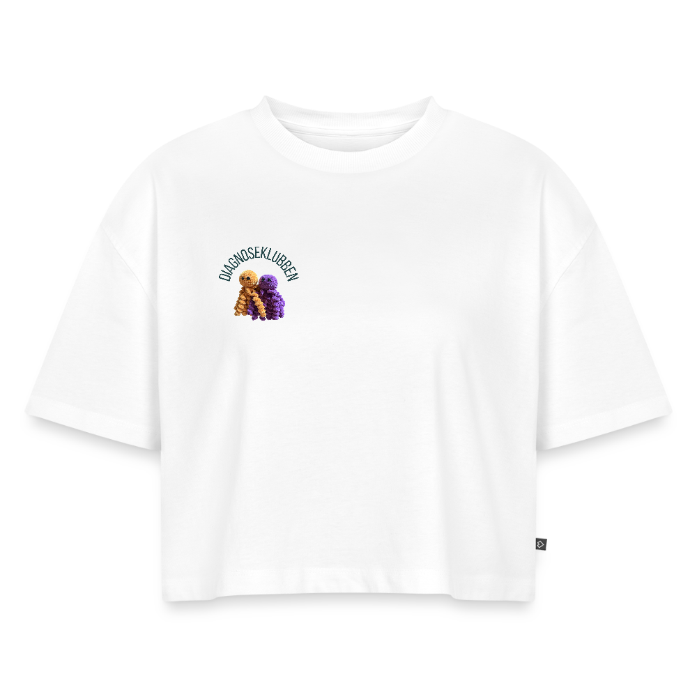 Oversized Cropped T-shirt med terapikatten Frede - hvid