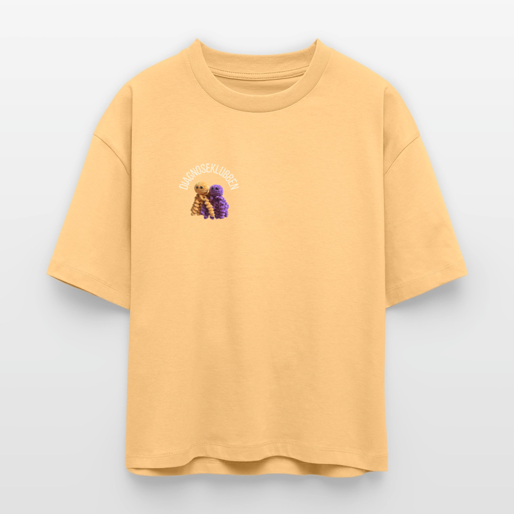 Oversized Dame T-shirt med terapikatten Frede på ryggen - nispero