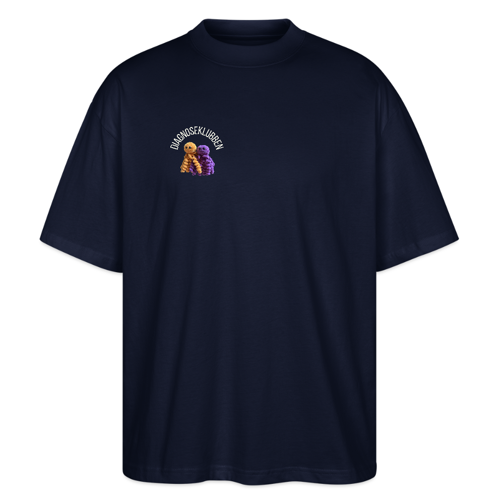 Oversize Unisex T-shirt med terapikatten Frede - marineblå