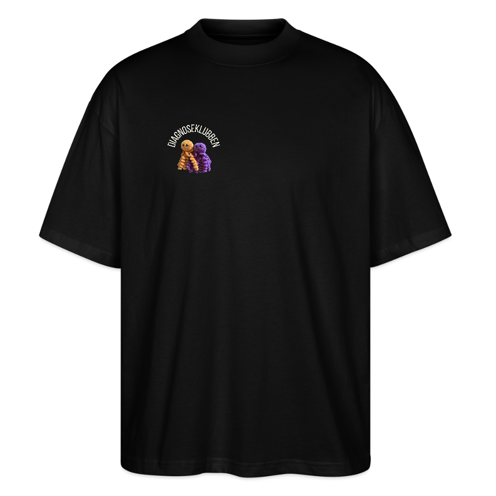 Oversize Unisex T-shirt med terapikatten Frede - sort