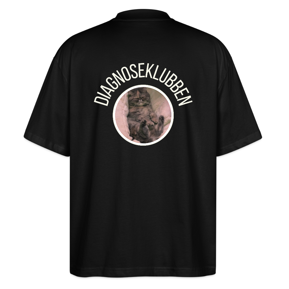 Oversize Unisex T-shirt med terapikatten Frede - sort