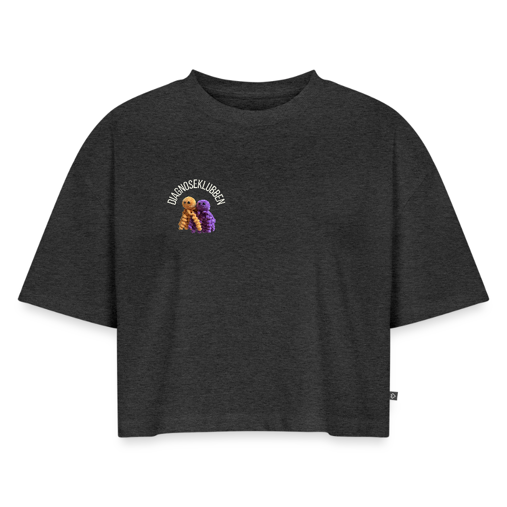 Oversized Cropped T-shirt med terapikatten Frede - antracit meleret