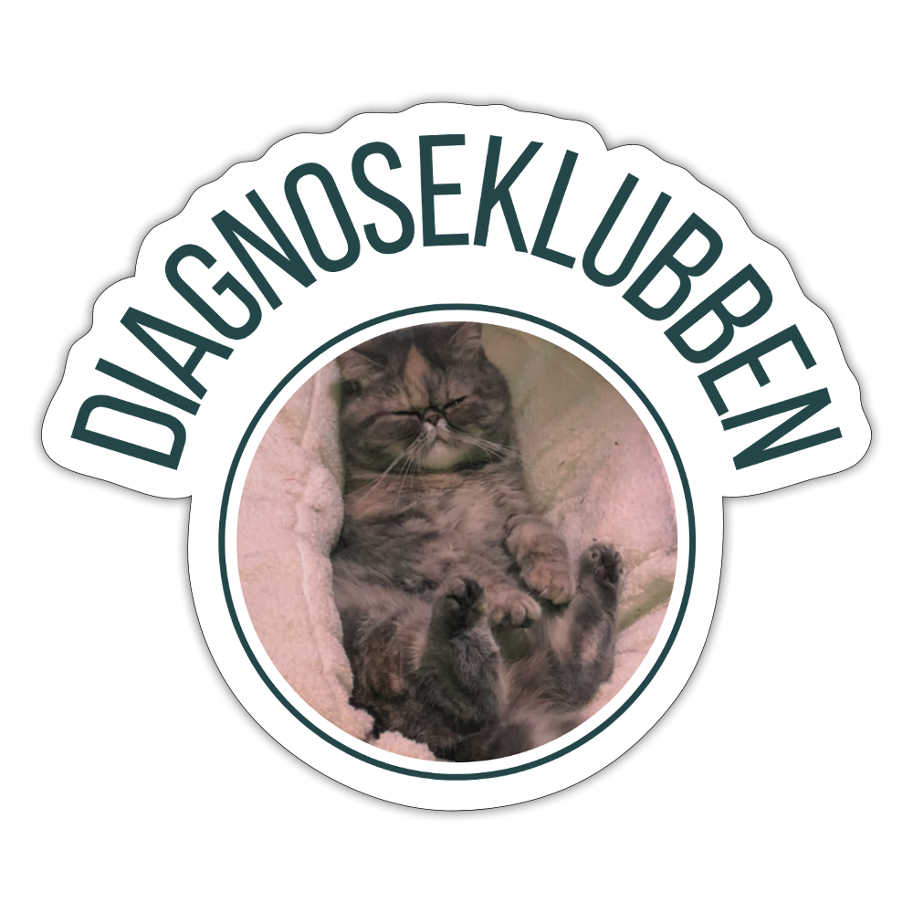 Terapikatten Frede som klistermærke - mat hvid