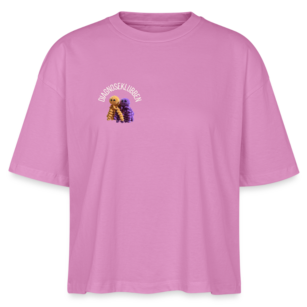 Oversized Dame T-shirt med terapikatten Frede på ryggen - pink
