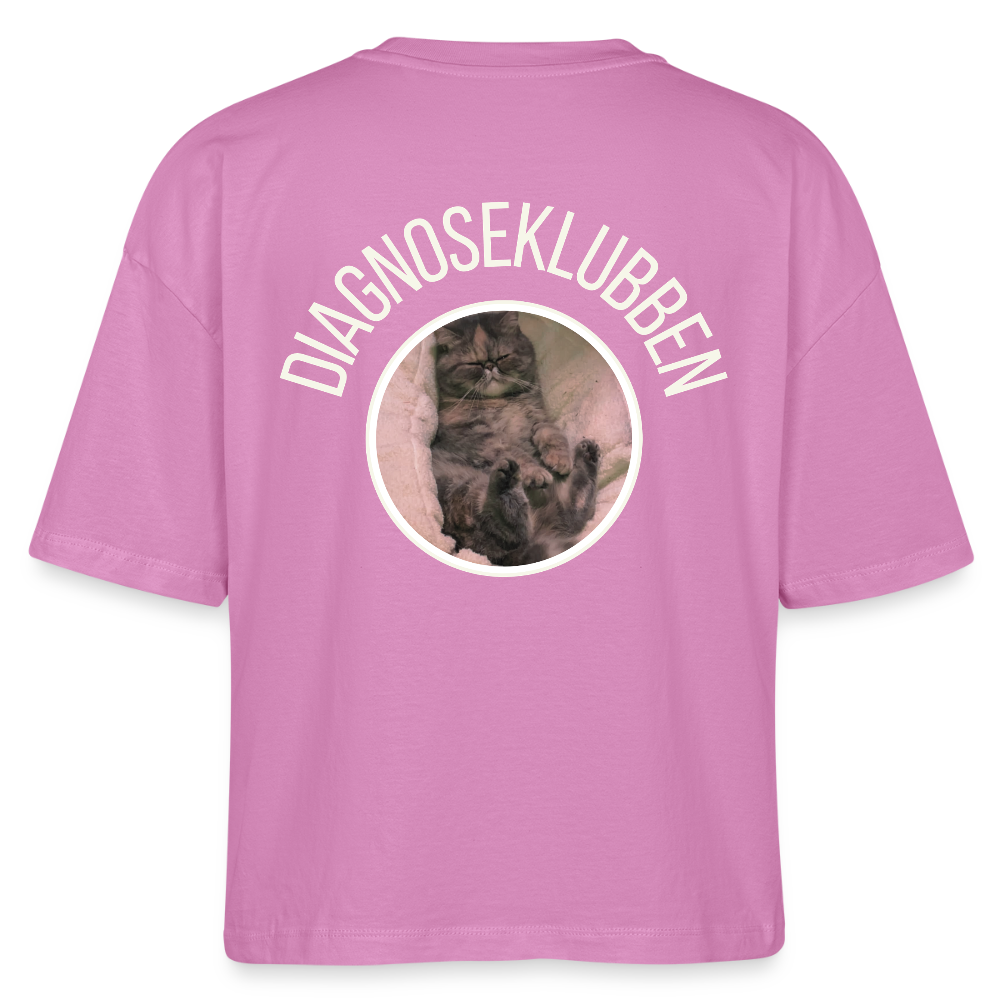 Oversized Dame T-shirt med terapikatten Frede på ryggen - pink
