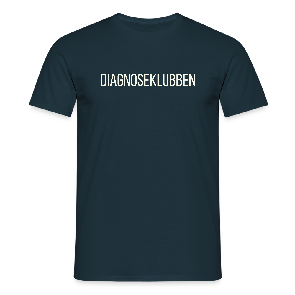 Herre-T-shirt med hvid tryk - fås i flere farver - marineblå