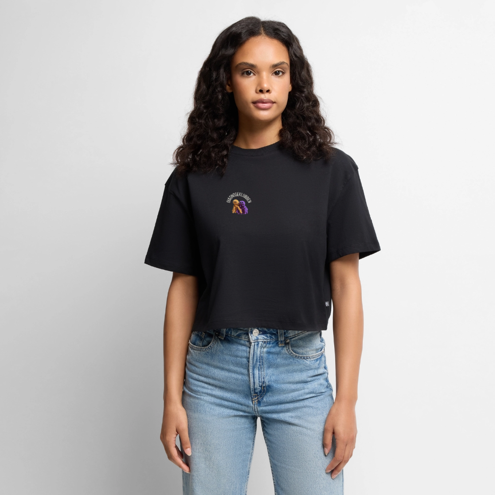 Oversized Cropped T-shirt med terapikatten Frede - sort