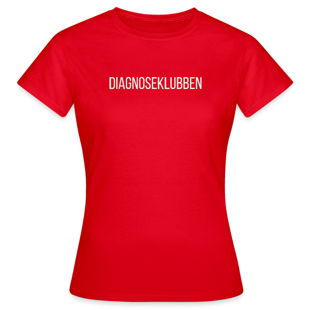 Dame T-shirt med hvid print - fås i flere farver - rød
