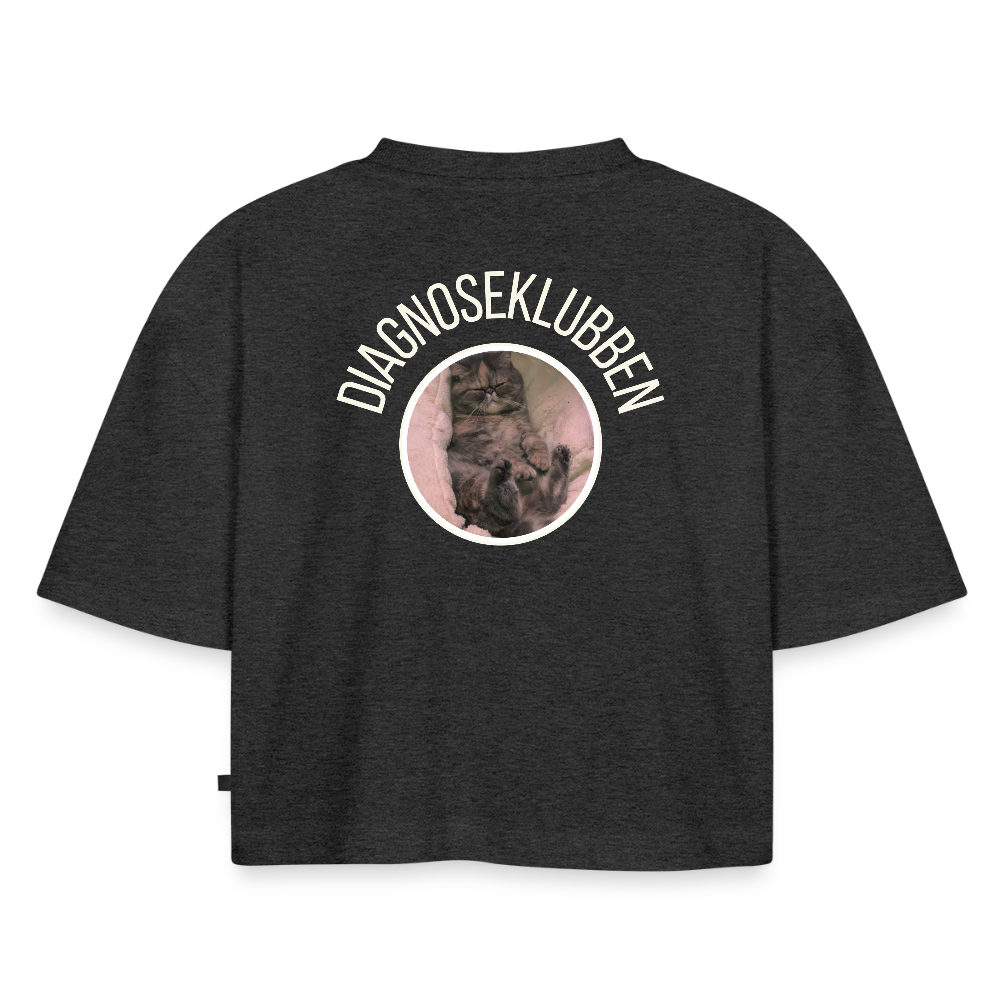 Oversized Cropped T-shirt med terapikatten Frede - antracit meleret