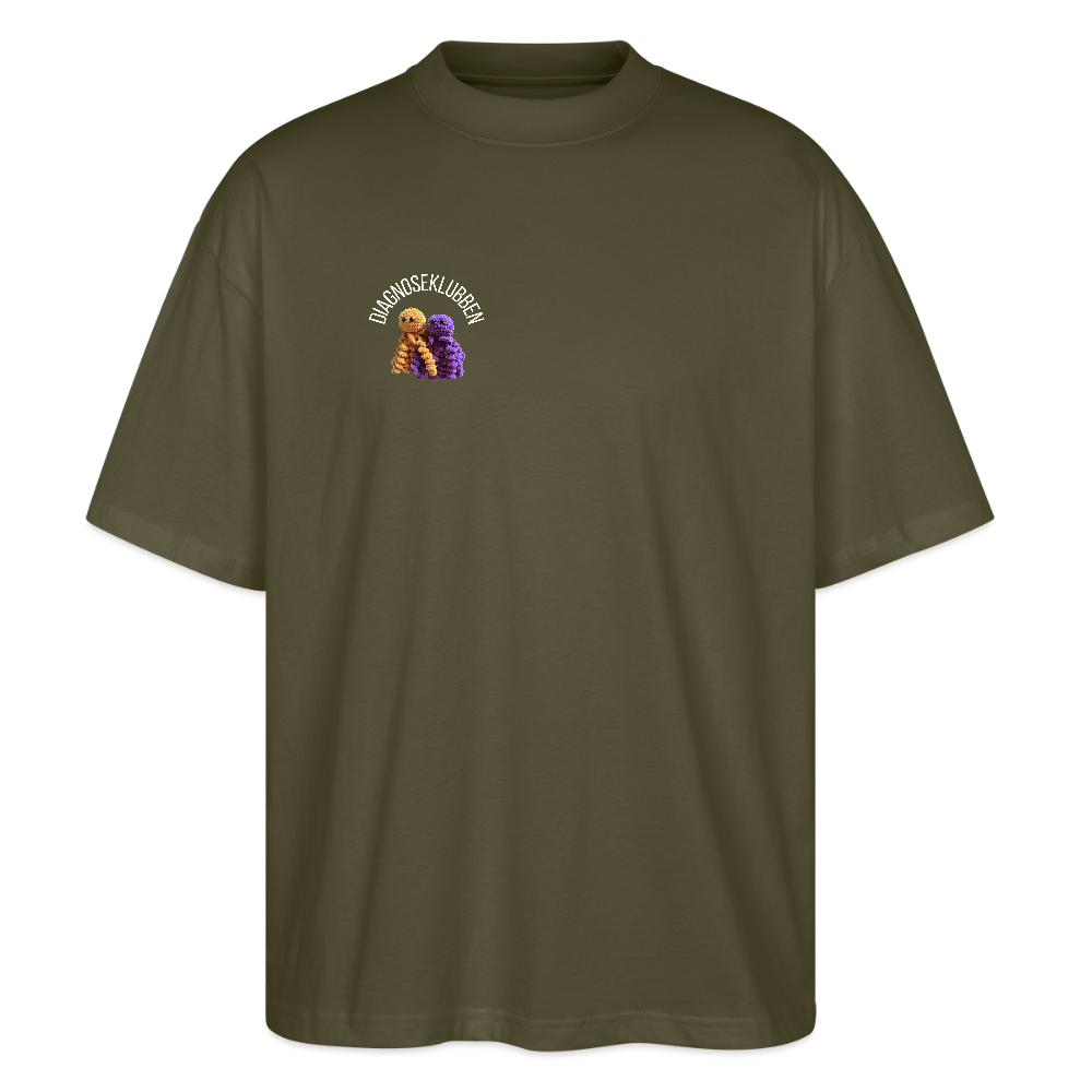 Oversize Unisex T-shirt med terapikatten Frede - khaki