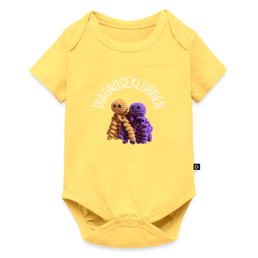 Kortærmet babybody, økologisk bomuld - flere farver - lysegul