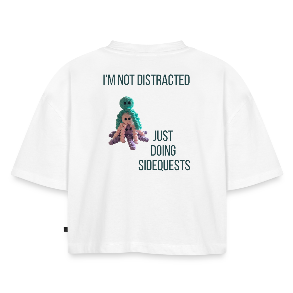 "I'm not distracted" Oversized Cropped T-shirt - hvid